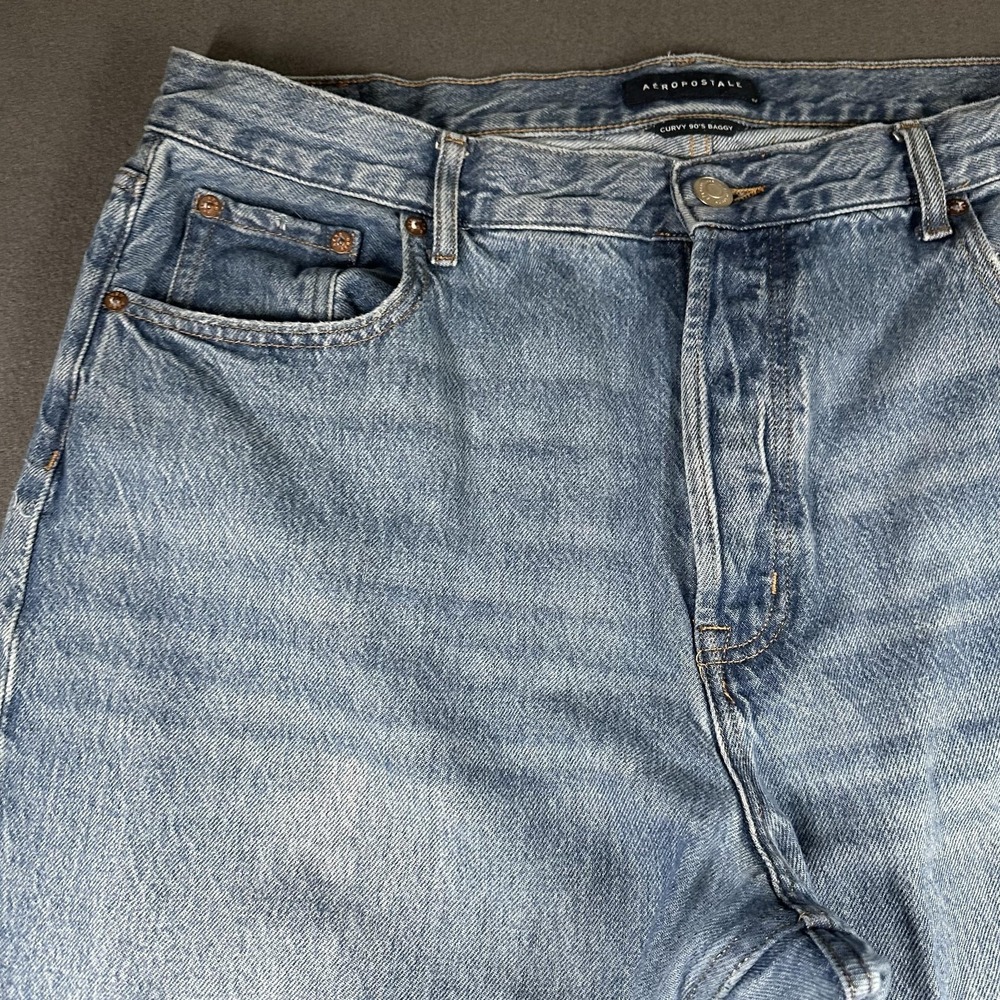 Aeropostale Curvy 90s Baggy Jeans Womens 18 Blue Light Wash High Rise Relaxed - Picture 5 of 15